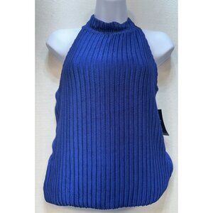 B.wear Women's Cami Tank Top Ribbed Knit Very Stretchy Size M Blue Sleeveless